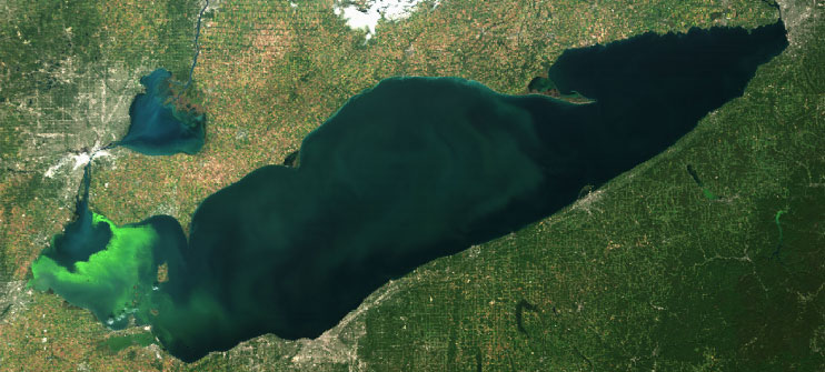 This shows what the lake looked like in September of 2017 from satellite images 