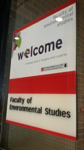 This is a picture of a sign for the Faculty of Environmental Studies.