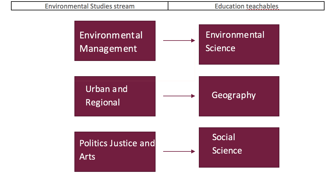 This is a infographic explaining the different teachables a student in Environmental Studies can achieve,