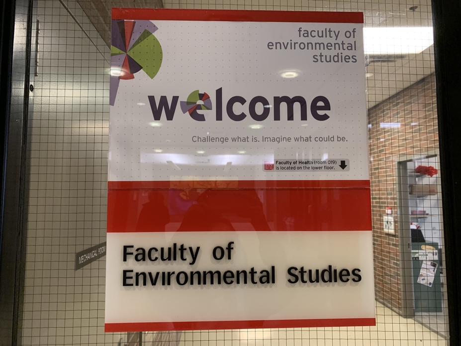 A welcome sign for Environmental Studies