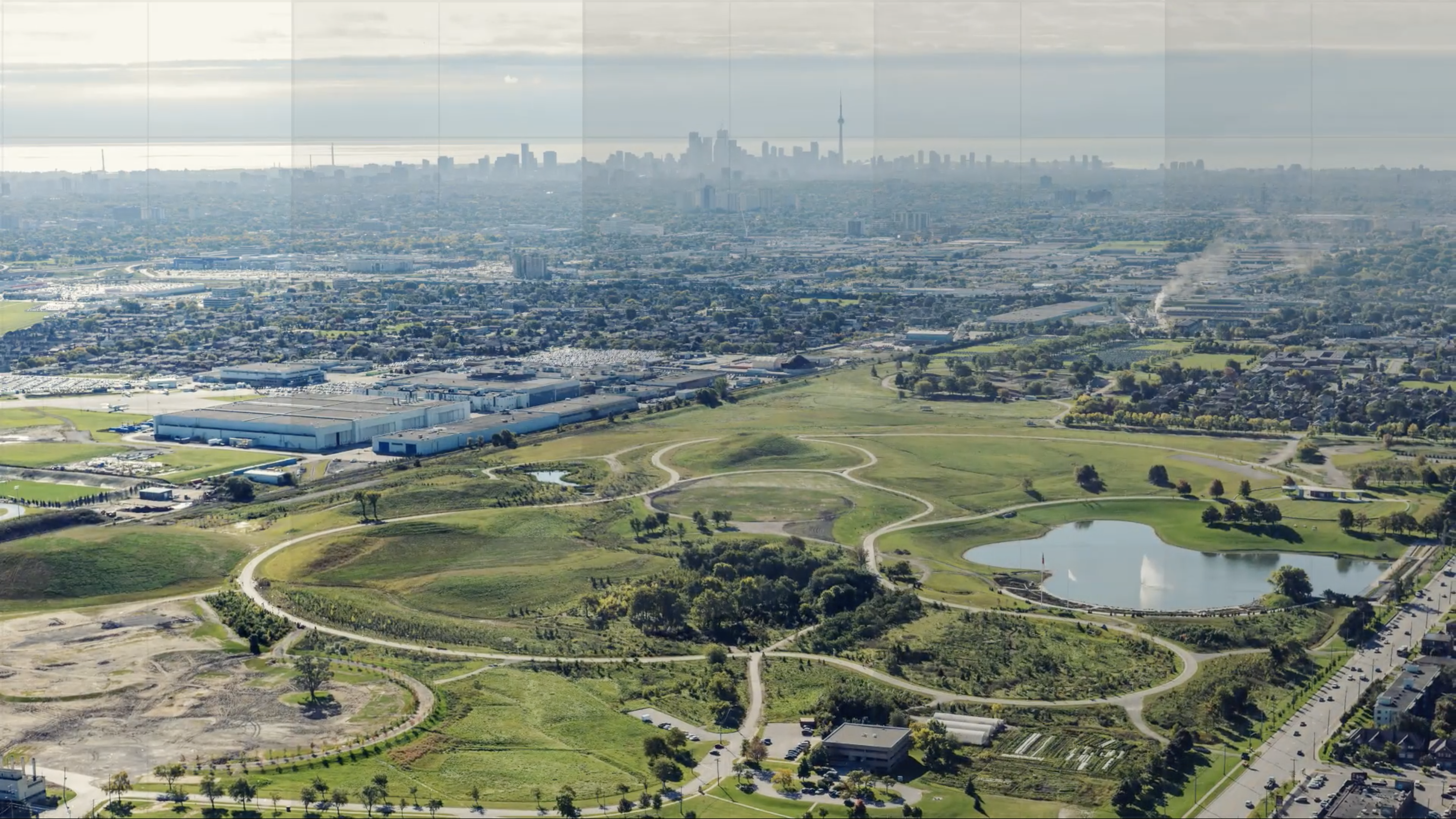 Aerial view of Downsview Park in Toronto